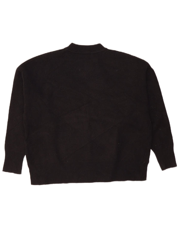 Zara Womens Oversized Turtle Neck Jumper Sweater UK 10 Small Black Viscose