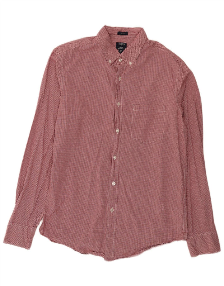 J. Crew Mens Flex Washed Slim Shirt Medium Red Gingham Cotton