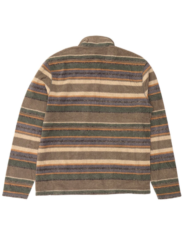 EDDIE BAUER Mens Zip Neck Fleece Jumper Medium Multicoloured Striped