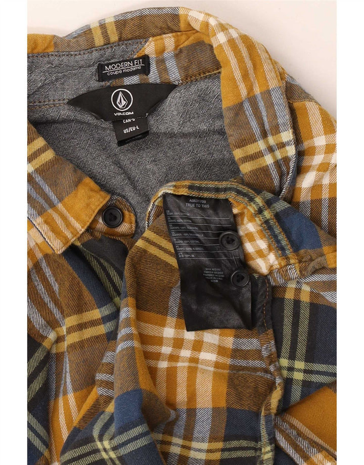 Volcom Mens Modern Fit Flannel Shirt Large Multicoloured Check Cotton