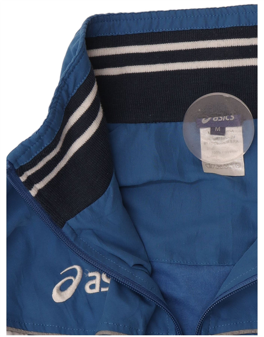 Asics Mens Graphic Tracksuit Top Jacket Medium Blue Colourblock Polyester