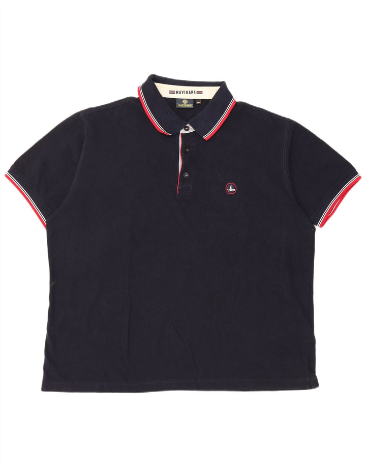 NAVIGARE Mens Polo Shirt 3XL Navy Blue Cotton