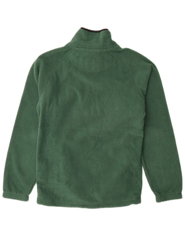 VINTAGE Mens Zip Neck Fleece Jumper Small Green Polyester