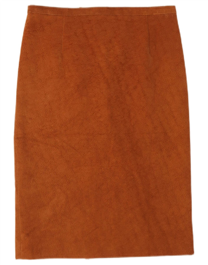 Vintage Womens Suede Straight Skirt W30 Medium Brown