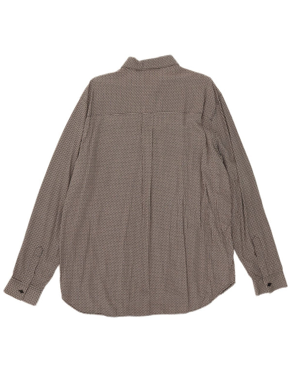 Vintage Mens Shirt Large Grey Houndstooth Viscose