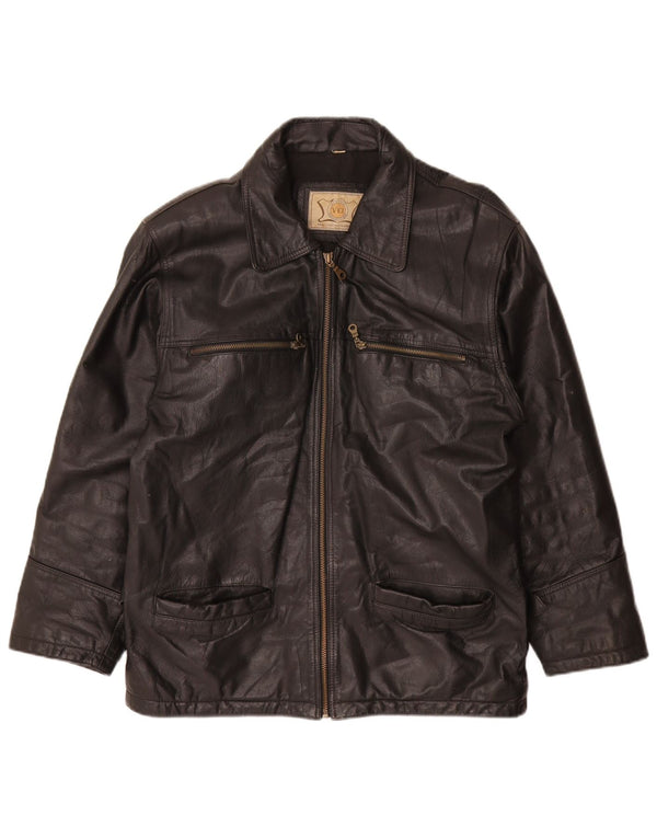 Vintage Mens Leather Jacket UK 38 Medium Black Leather