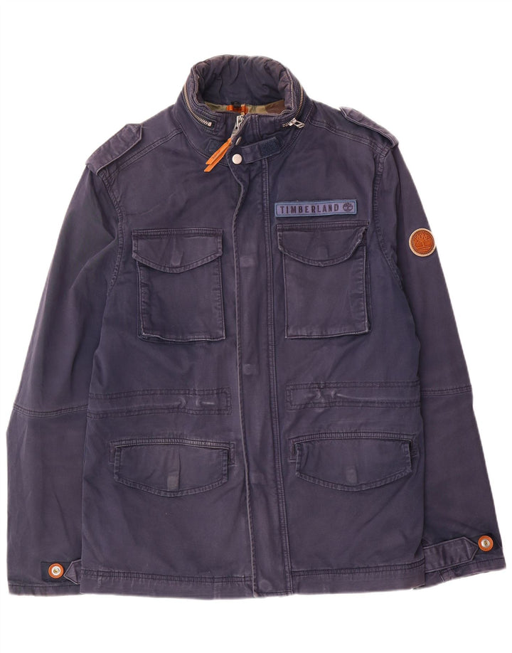 Timberland Mens Military Jacket UK 38 Medium Navy Blue Cotton