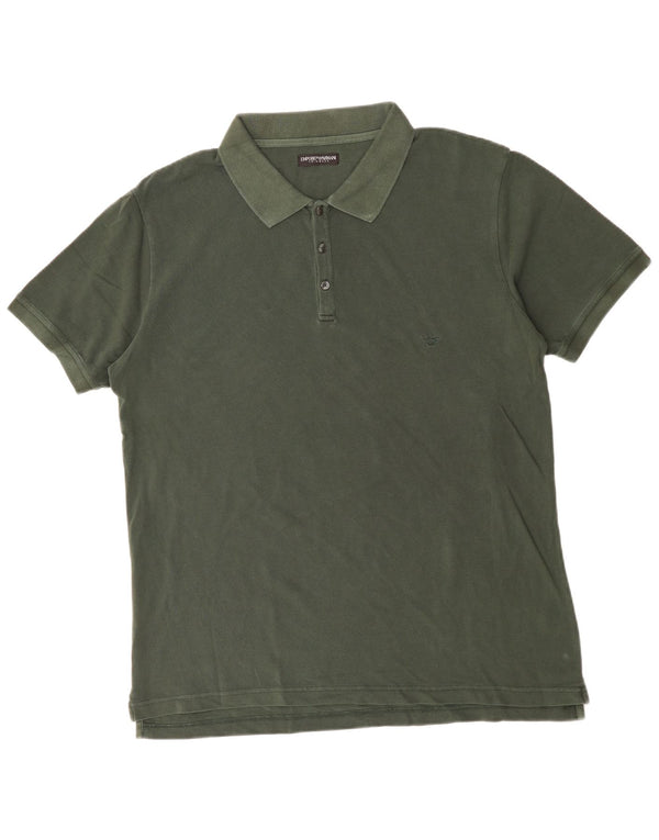 EMPORIO ARMANI Mens Polo Shirt IT 56 2XL Khaki Cotton