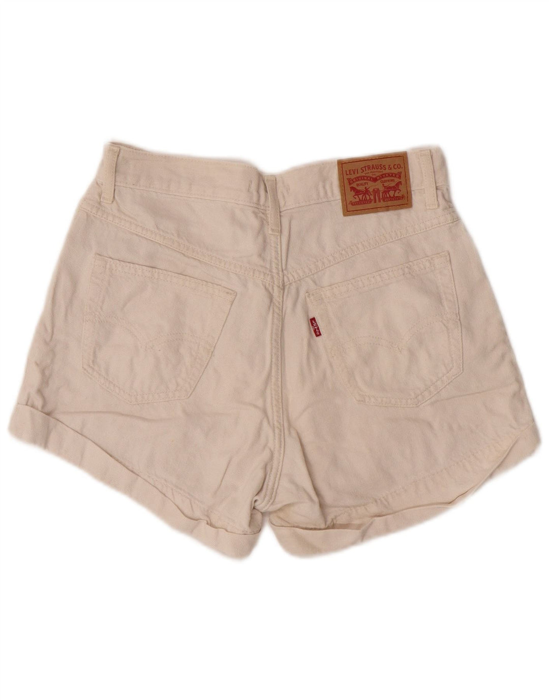 Levi's Womens Mom High Waist Denim Shorts W27 Small Off White Classic