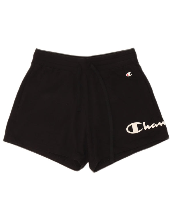 Champion Womens Graphic Sport Shorts UK 12 Medium Black