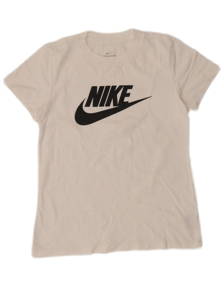 NIKE Womens Graphic T-Shirt Top UK 6 XS White Cotton