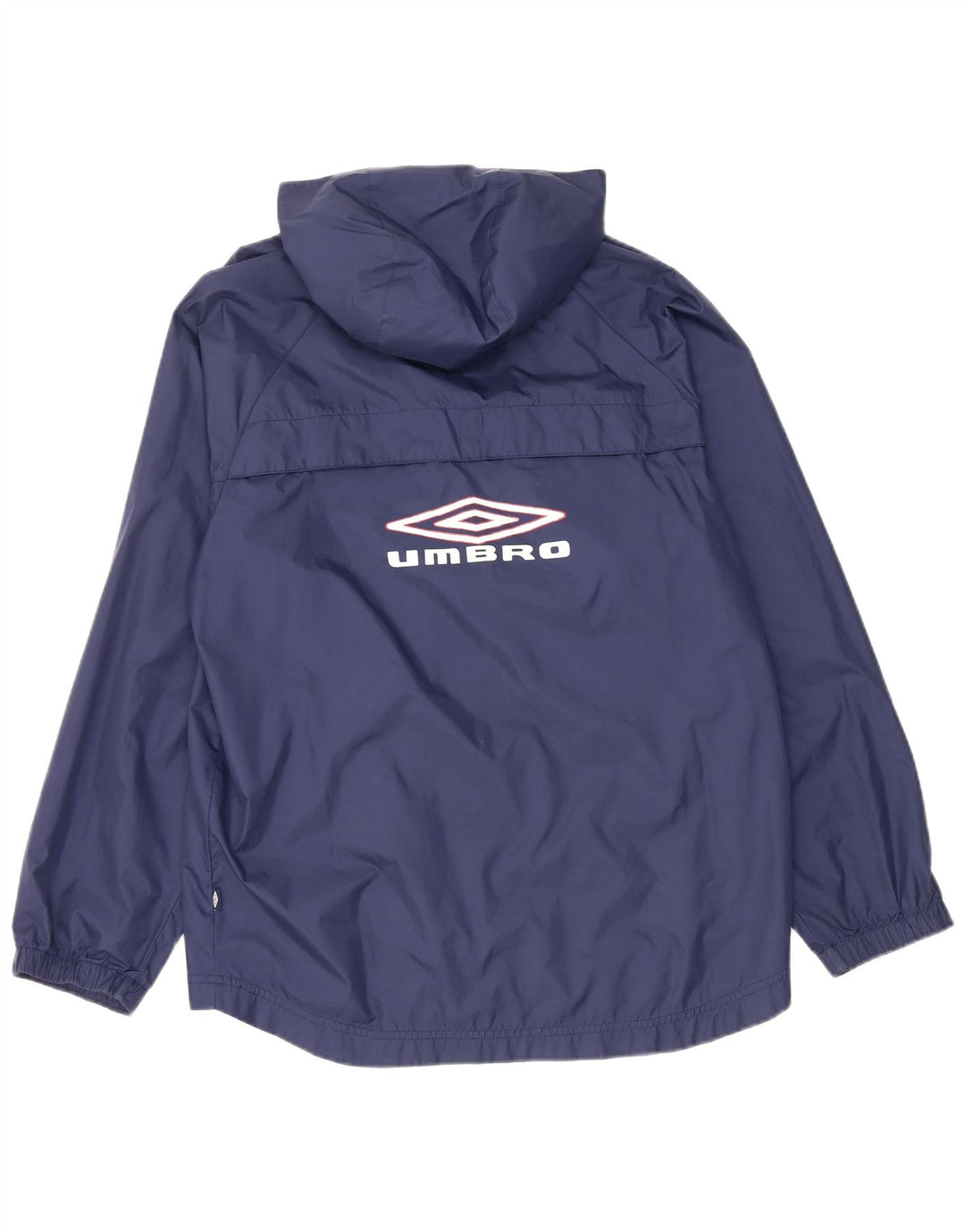 UMBRO Mens Graphic Hooded Rain Jacket UK 36 Small Navy Blue Nylon