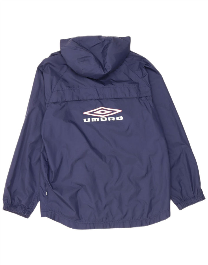 UMBRO Mens Graphic Hooded Rain Jacket UK 36 Small Navy Blue Nylon