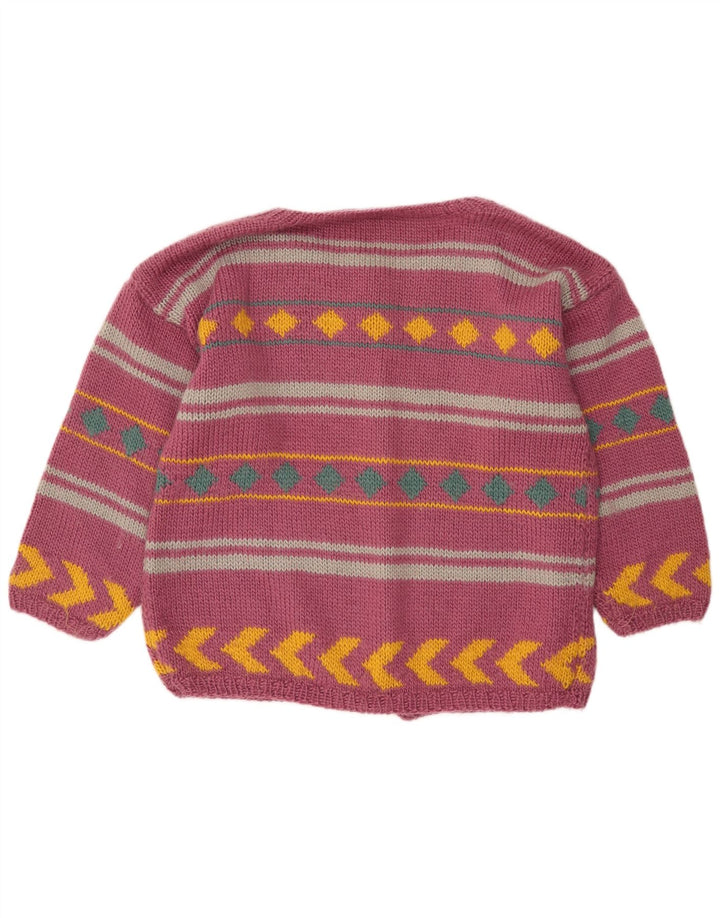 VINTAGE Womens Cardigan Sweater UK 18 XL Purple Striped