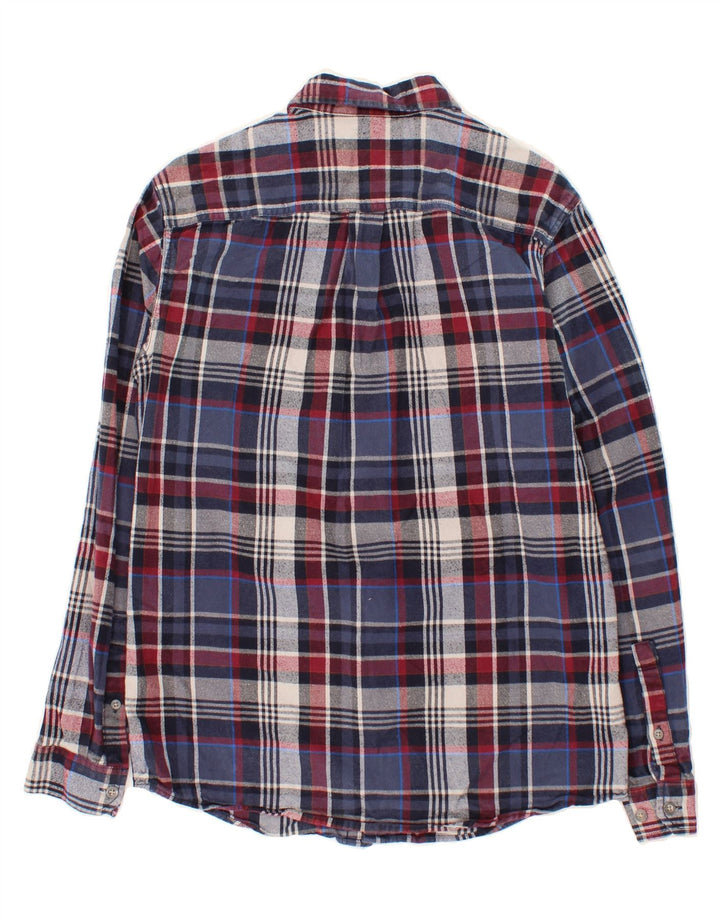 EDDIE BAUER Mens Classic Fit Flannel Shirt Medium Navy Blue Check Cotton Vintage Eddie Bauer and Second-Hand Eddie Bauer from Messina Hembry 