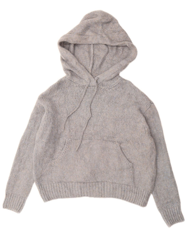 ZARA Womens Oversized Hooded Jumper Sweater UK 10 Small Blue Flecked