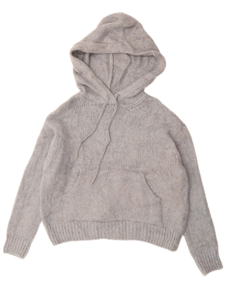 ZARA Womens Oversized Hooded Jumper Sweater UK 10 Small Blue Flecked