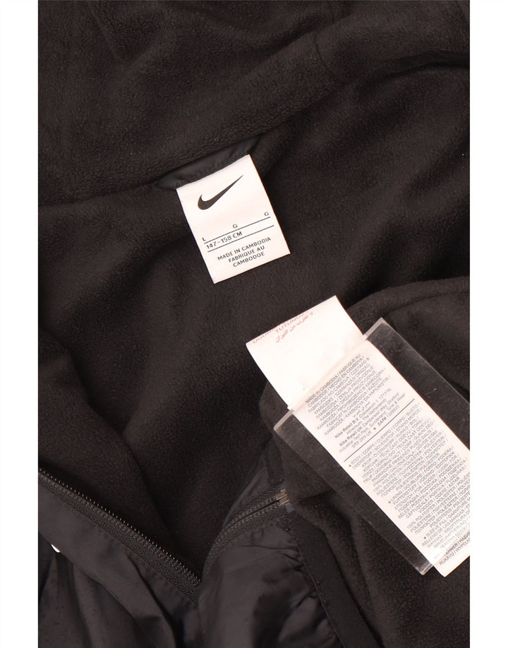 Nike Boys Hooded Windbreaker Jacket 12-13 Years Medium Black Polyester