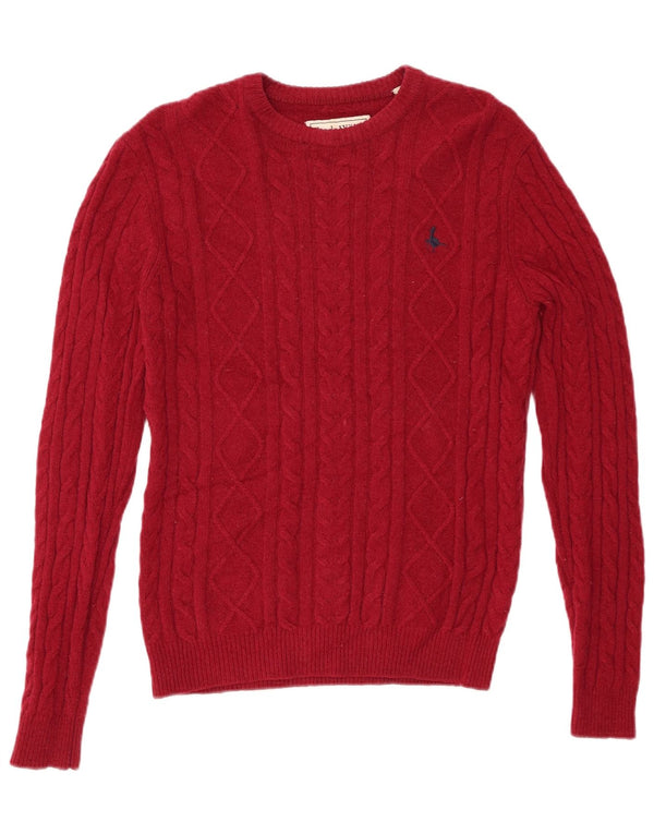 JACK WILLS Mens Crew Neck Jumper Sweater Small Red Wool
