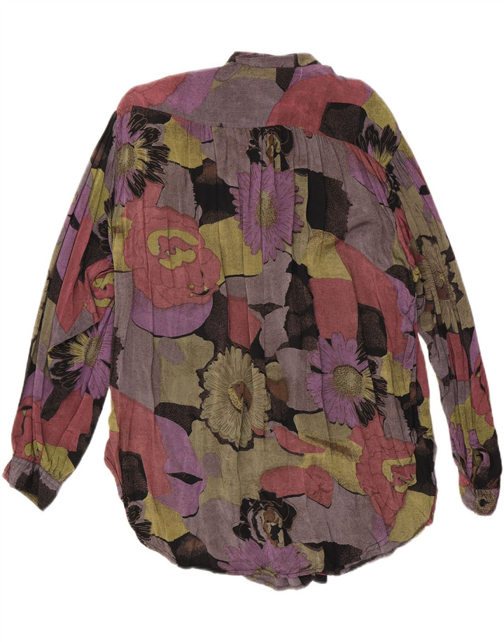 VINTAGE Womens Longline Shirt Blouse EU 36/38 Medium Multicoloured Floral