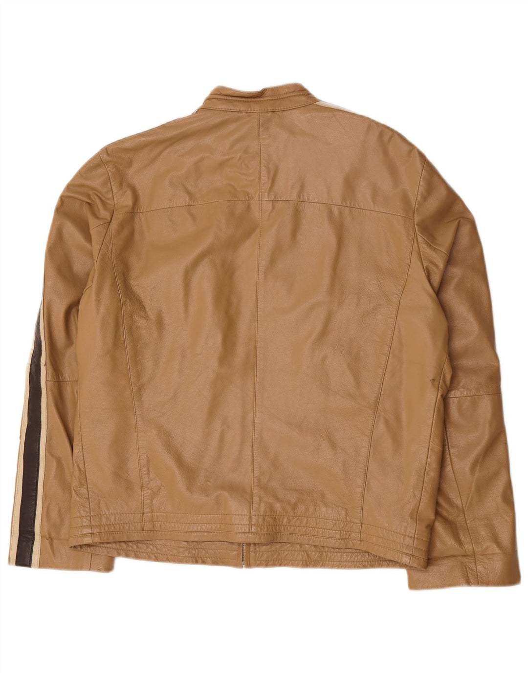 Vintage Mens Leather Jacket IT 54 XL Beige Colourblock Leather