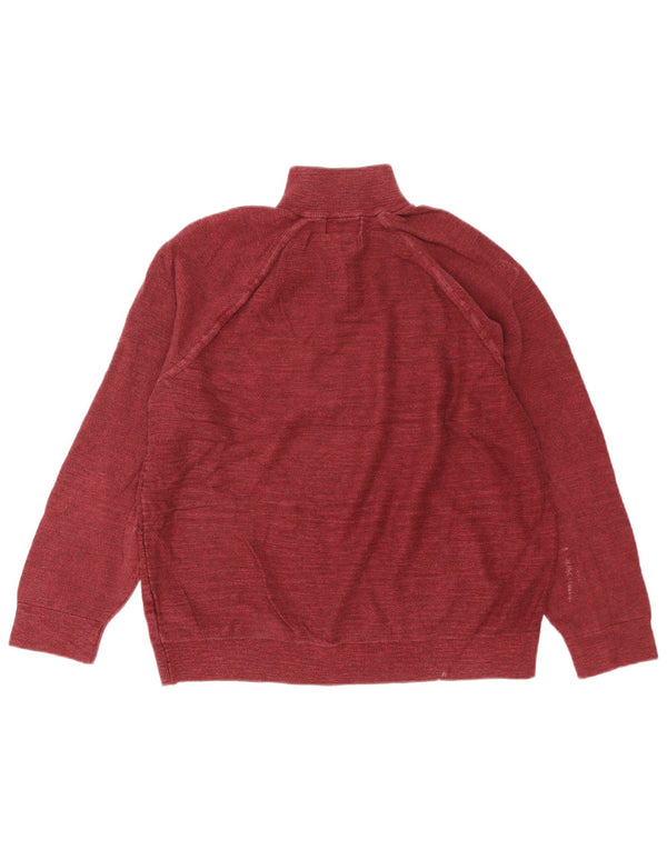 Marks & Spencer Womens Zip Neck Jumper Sweater UK 18 XL Burgundy Flecked