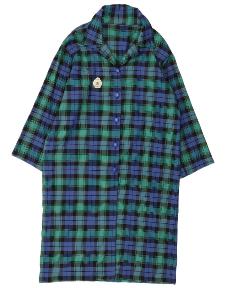 VINTAGE Womens Shirt Dress UK 16 Large Green Check