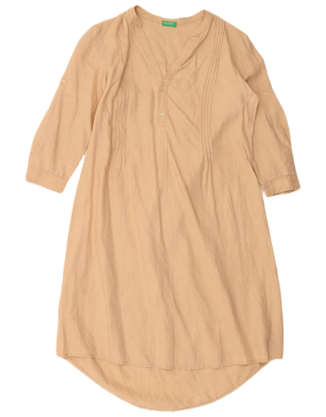 BENETTON Womens 3/4 Sleeve Tunic Dress UK 14 Medium Beige