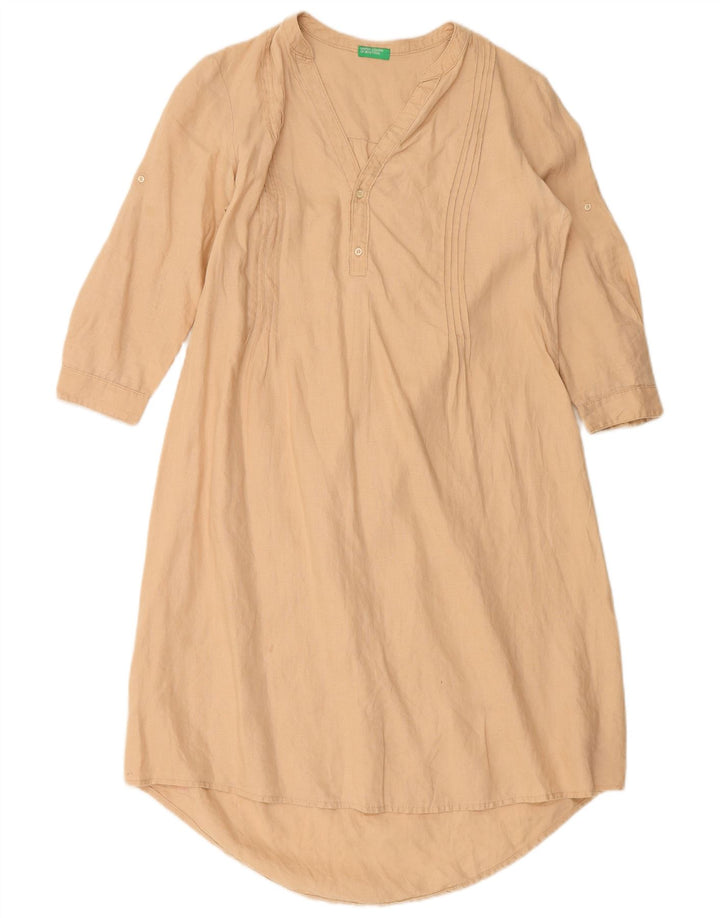 BENETTON Womens 3/4 Sleeve Tunic Dress UK 14 Medium Beige