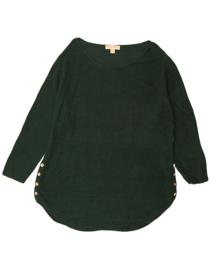 MICHAEL KORS Womens Longline Boat Neck Jumper Sweater UK 20 2XL Green
