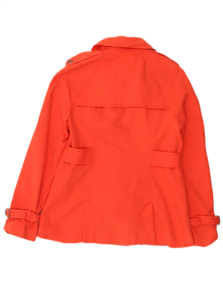 Zara Womens Short Trench Coat UK 12 Medium Orange Cotton