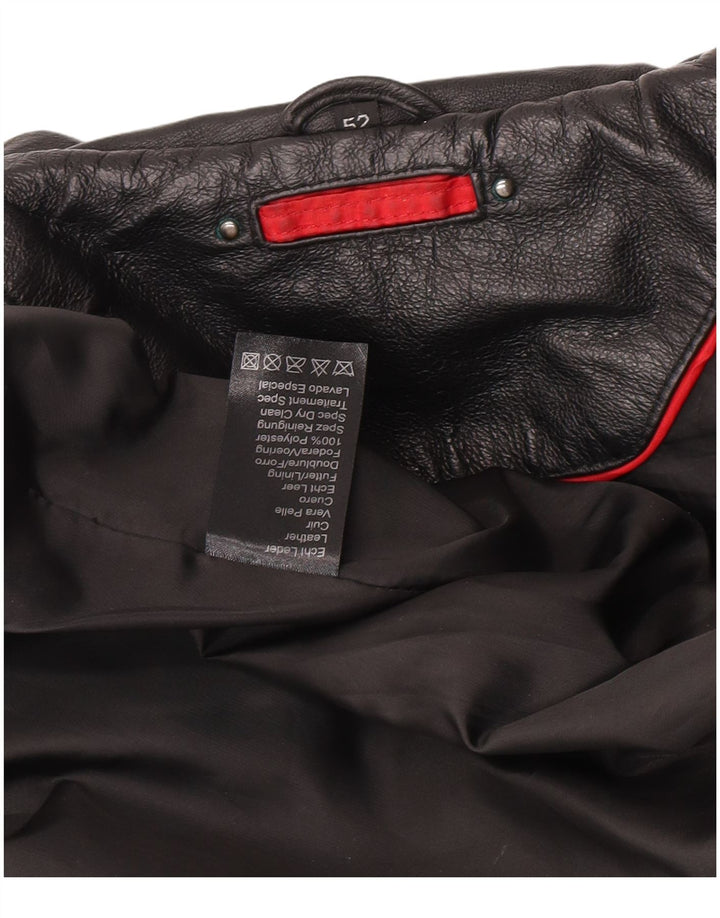 Vintage Mens Leather Jacket IT 52 XL Black Leather