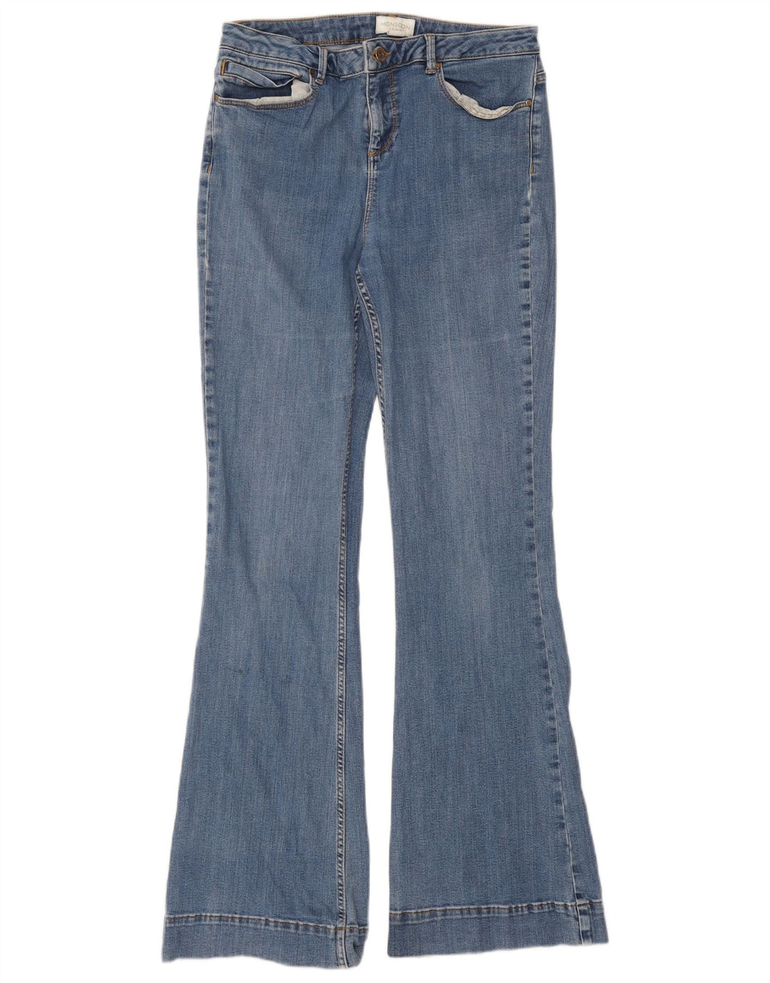Monsoon Womens Flared Jeans UK 12 Medium W30 L31 Blue Cotton