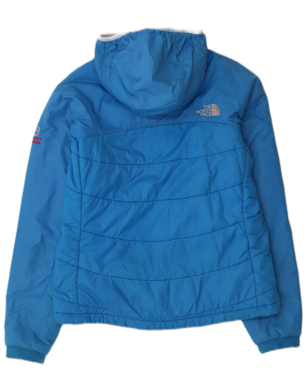 The North Face Womens Hooded Padded Jacket UK 12 Medium Blue Nylon