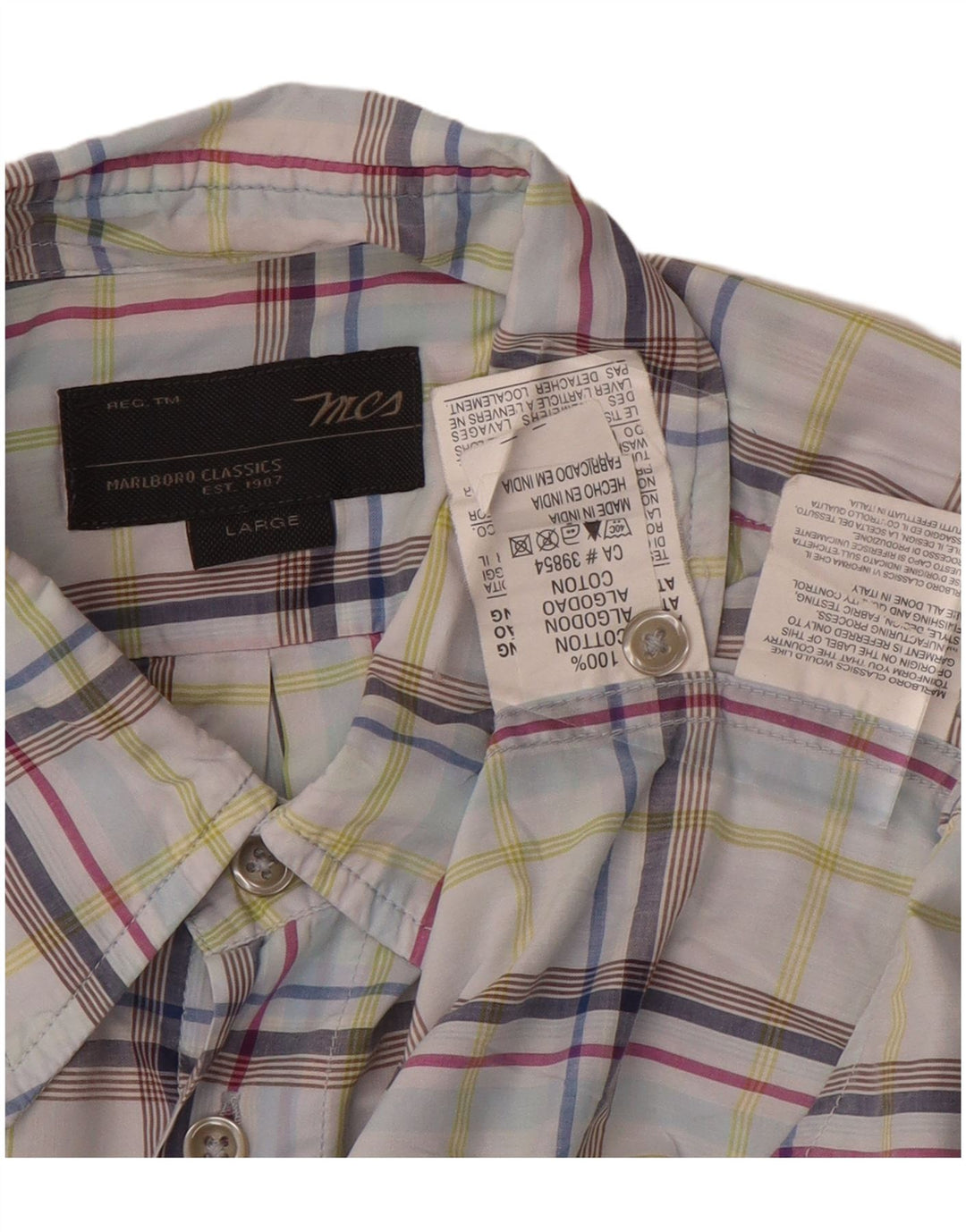 Marlboro Classics Mens Short Sleeve Shirt Large Multicoloured Check Cotton