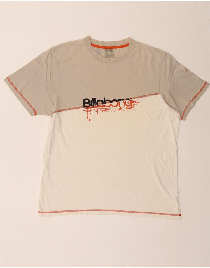 BILLABONG Mens Graphic T-Shirt Top XL White Colourblock Cotton