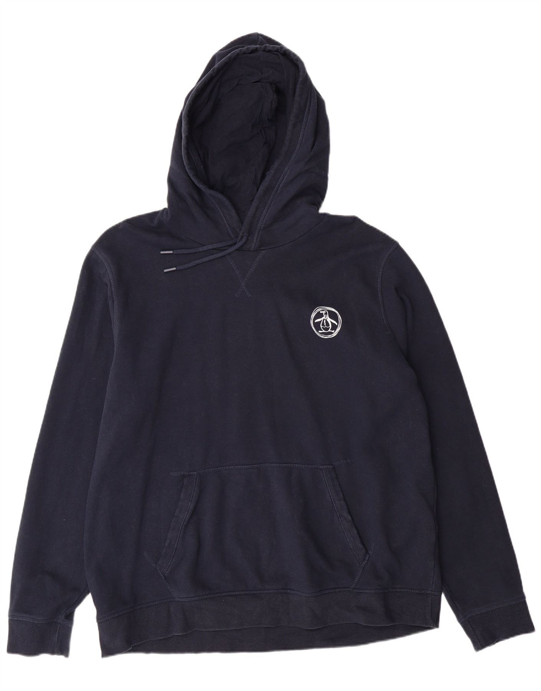 PENGUIN Mens Hoodie Jumper XL Navy Blue Cotton