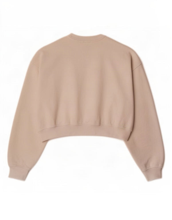 Zara Womens Crop Sweatshirt Jumper UK 14 Medium Off White Cotton