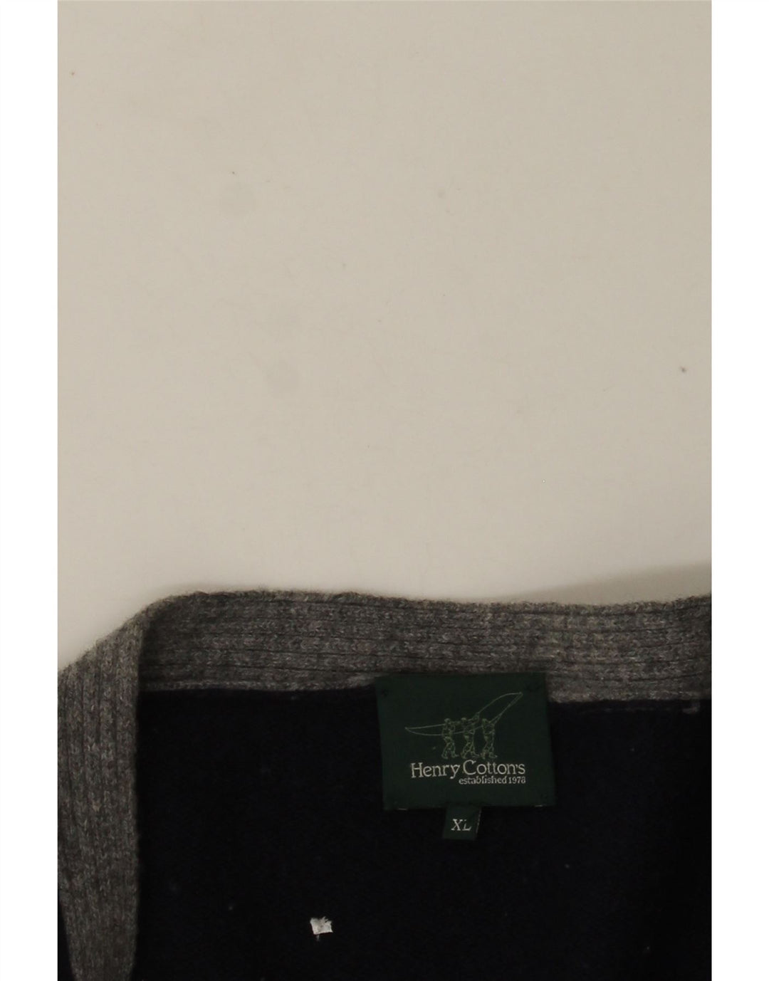 HENRY COTTONS Mens Cardigan Sweater XL Navy Blue Colourblock