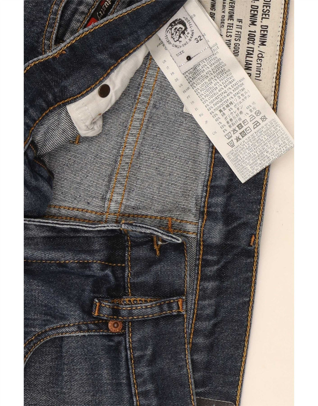 Diesel Mens Slim Jeans W32 L30 Navy Blue Lyocell