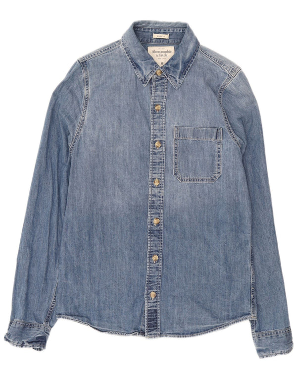Abercrombie & Fitch Mens Muscle Denim Shirt Medium Blue Cotton