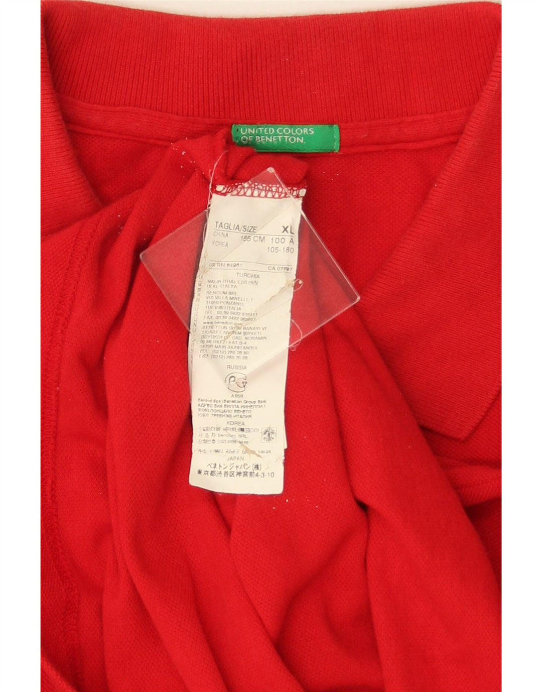 BENETTON Mens Polo Shirt XL Red Cotton