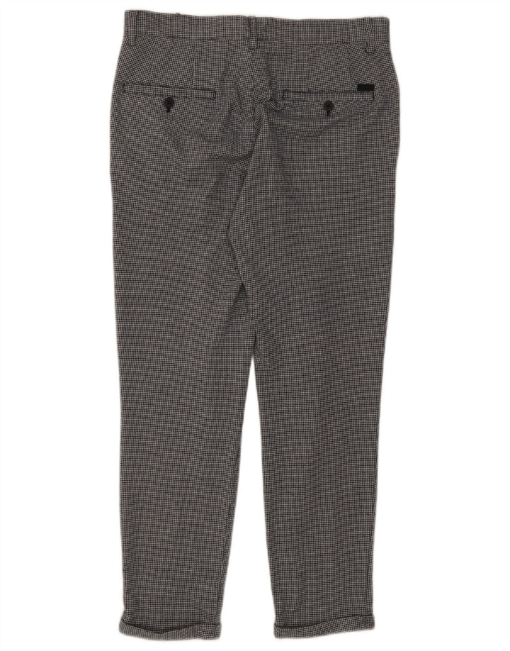 ZARA Mens Slim Chino Trousers W30 L27 Navy Blue Houndstooth Polyester