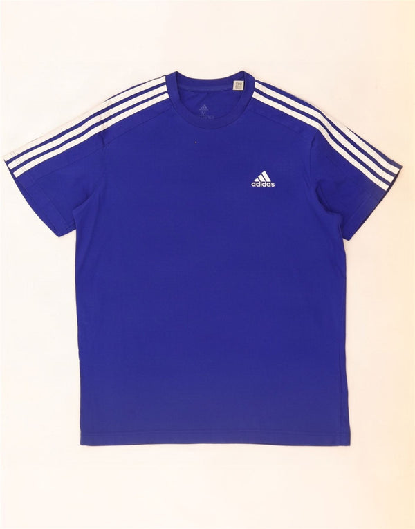 Adidas Mens T-Shirt Top Medium Blue Cotton