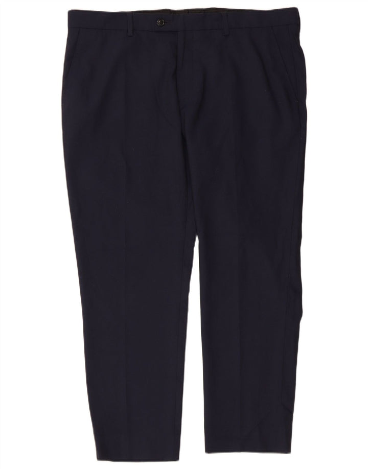 ZARA Mens Slim Suit Trousers W36 L26 Navy Blue