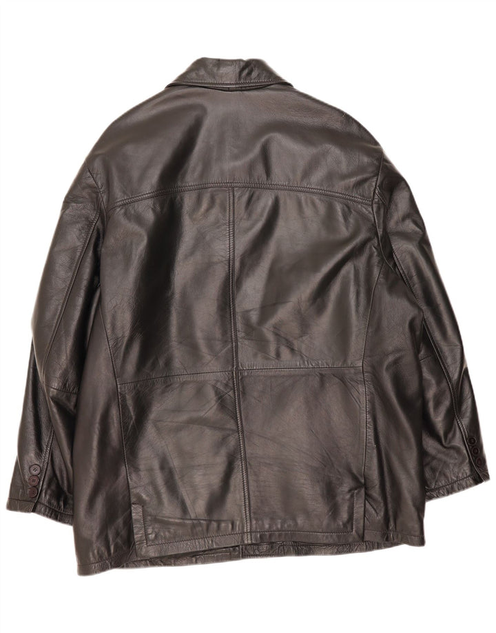 Vintage Mens Leather Jacket EU 54 2XL Black Leather
