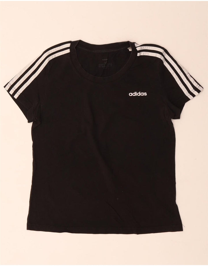 ADIDAS Womens T-Shirt Top UK 12/14 Medium Black Cotton