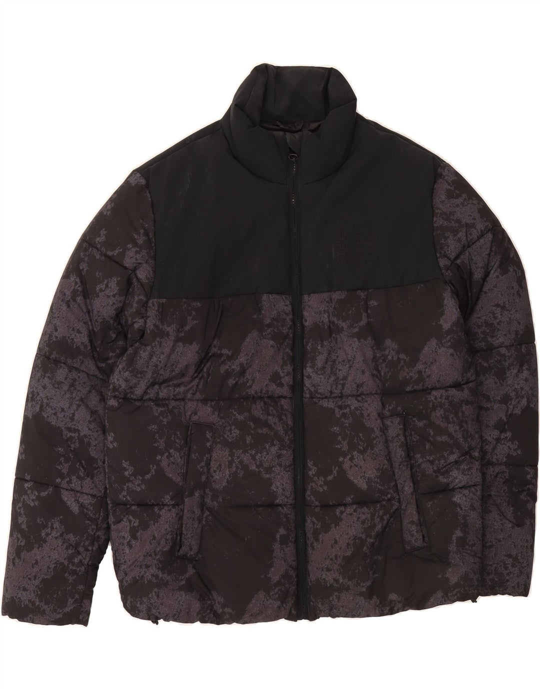 CHAMPION Mens Padded Jacket UK 42 XL Black Camouflage Polyamide Vintage Champion and Second-Hand Champion from Messina Hembry 