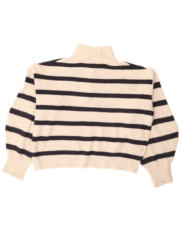 FRENCH CONNECTION Womens Crop Zip Neck Jumper Sweater UK 10 Small White