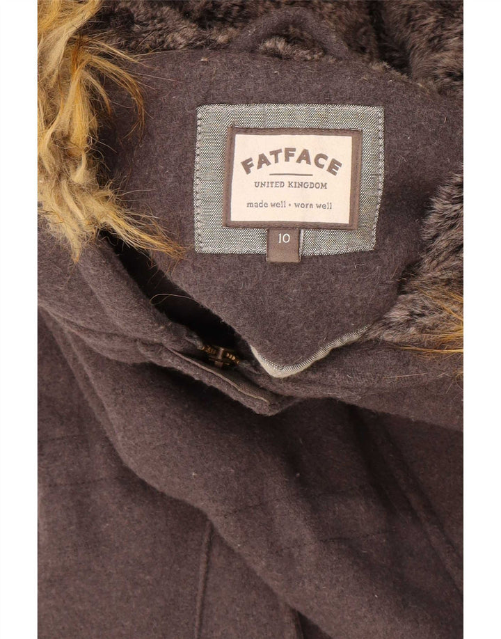 Fat Face Womens Hooded Oversized Parka Jacket UK 10 Small Grey Wool